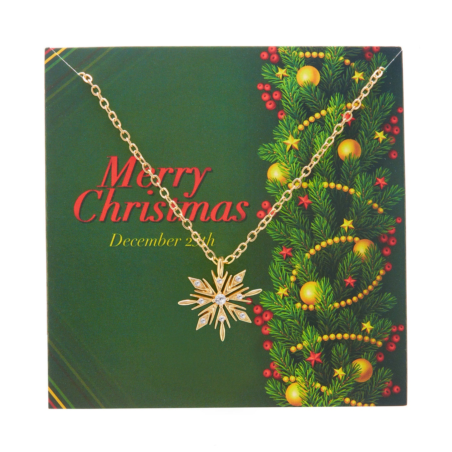 Christmas Necklace Snowflake Copper Inlaid Zirconium Paper Card Clavicle Chain