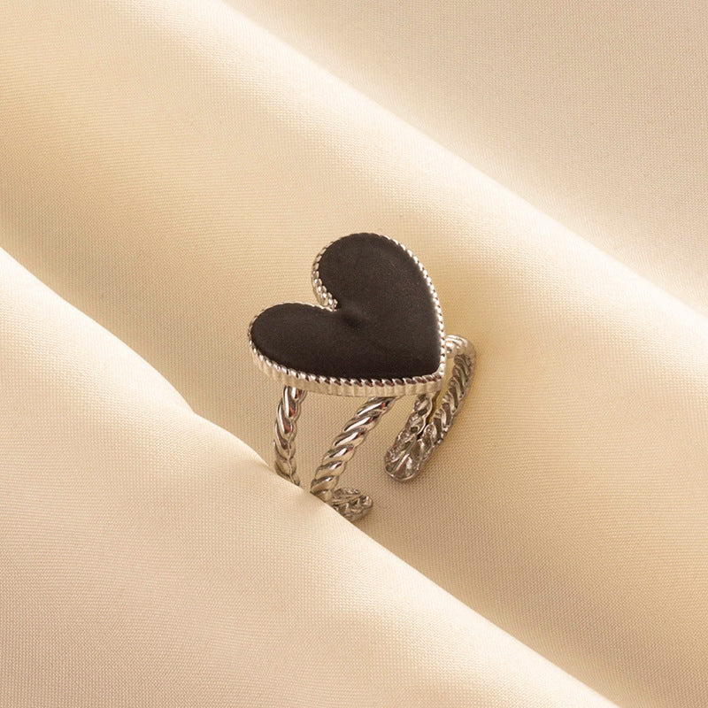 304 Stainless Steel French Retro Love Oil Dripping Ring Special-interest Design