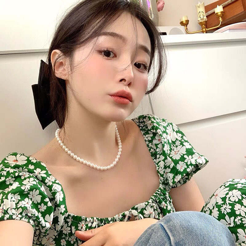 Light Luxury Aurora White Bright Pearl Necklace Non-fading Summer High Sense