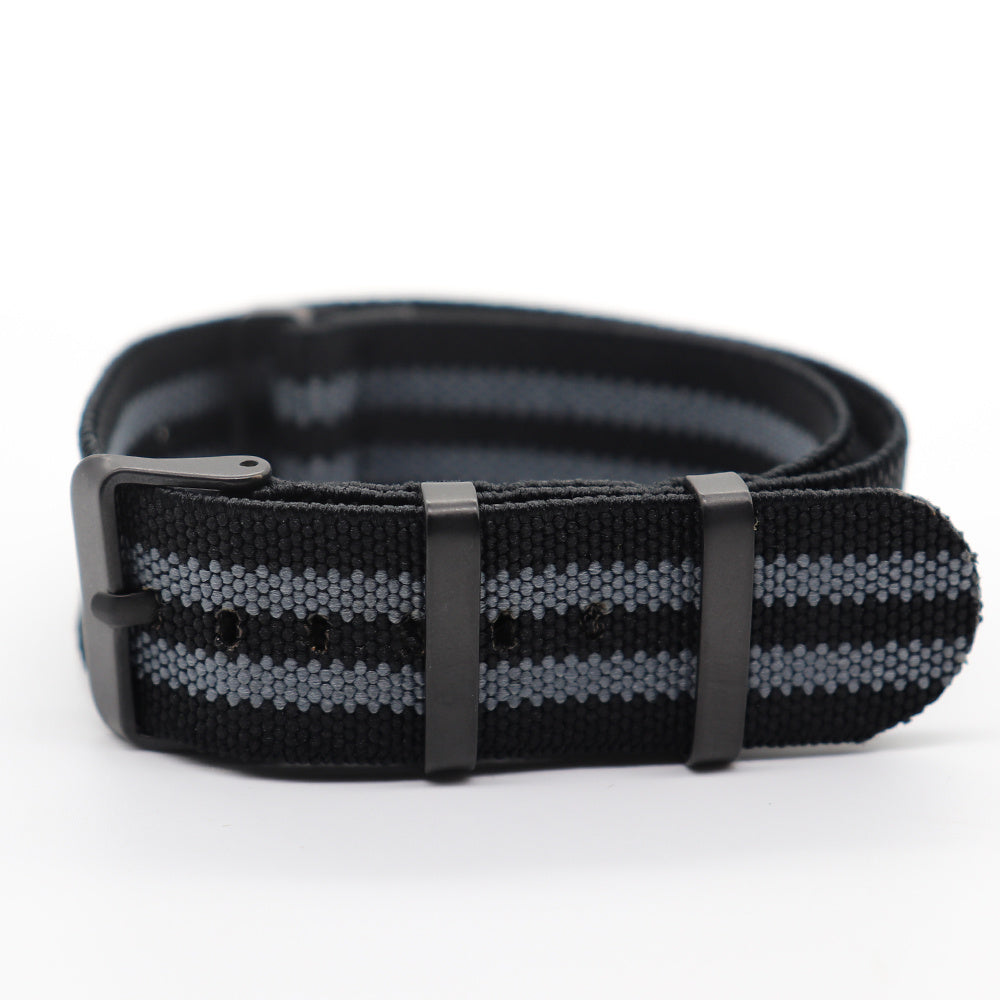 Black Canvas Nylon Strap With Elastic Strap