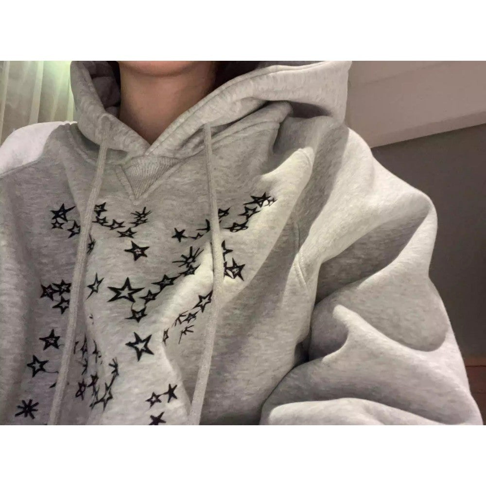 XINGX Embroidered Loose Hooded Sweater Couple Coat