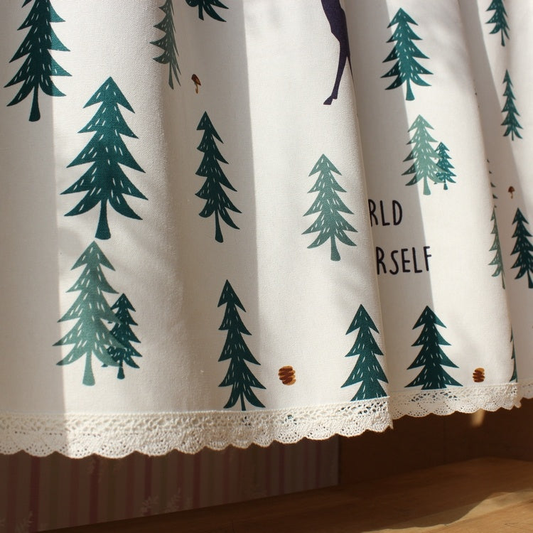 Kitchen fabric short curtains