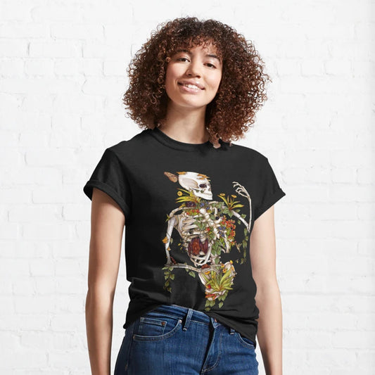 Skull And Plant Pattern Printed Personalized Women's Casual All-match T-shirt