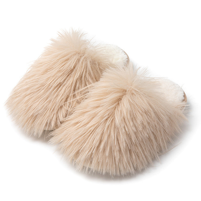 Long Hair Baotou Candy Color Cotton Slippers