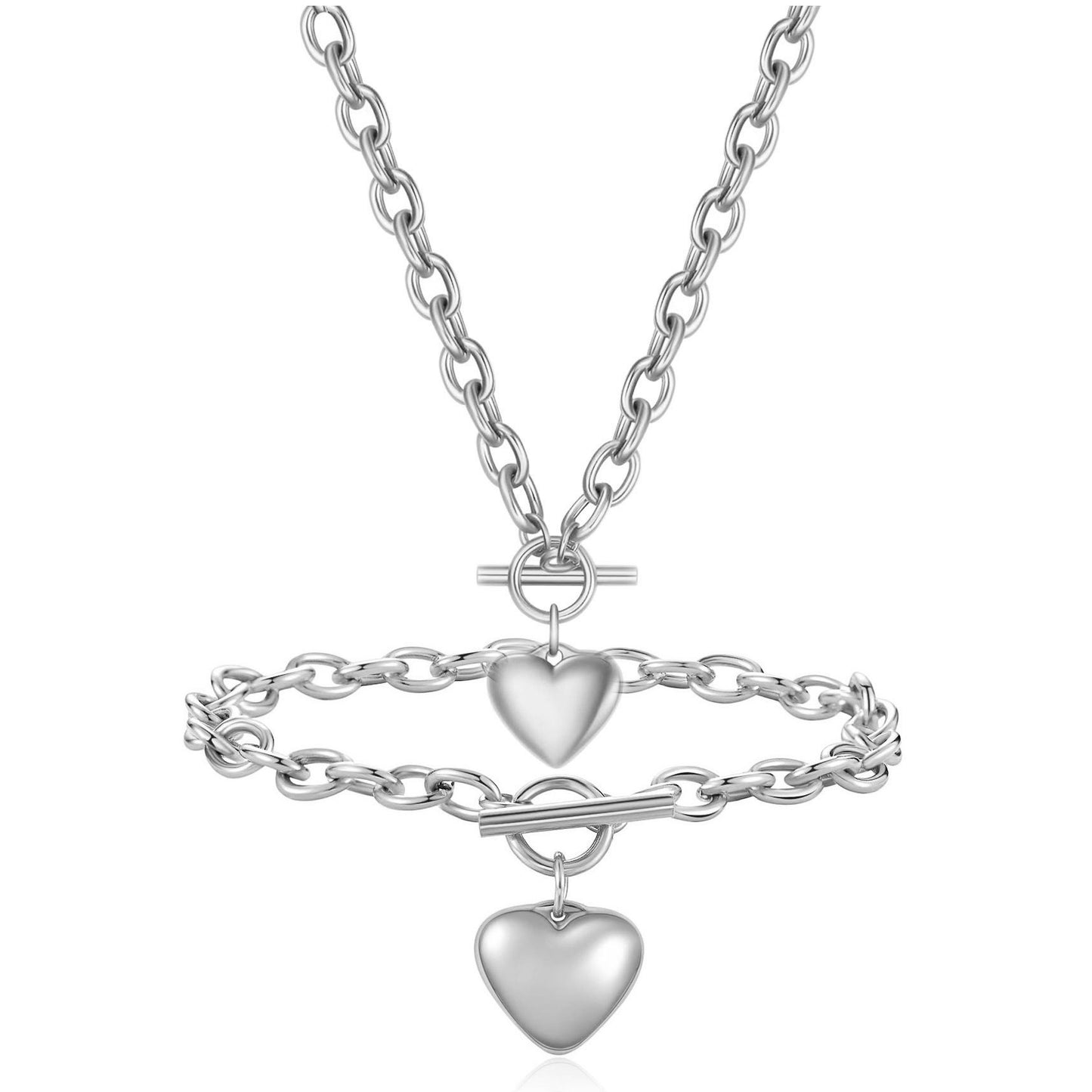 Stainless Steel OT Buckle Heart-shaped Suit Bracelet