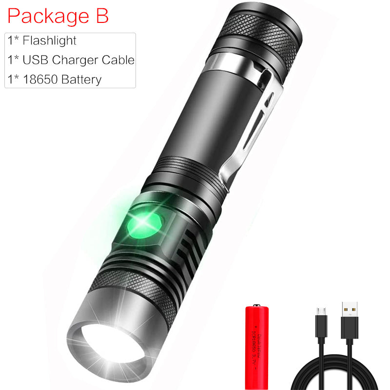 Portable Mini WT518 T6 1000Lumens 3 Modes Black Zoomable LED Flashlight Lighting Clicky Clip on Flashlights Torches Lightweight