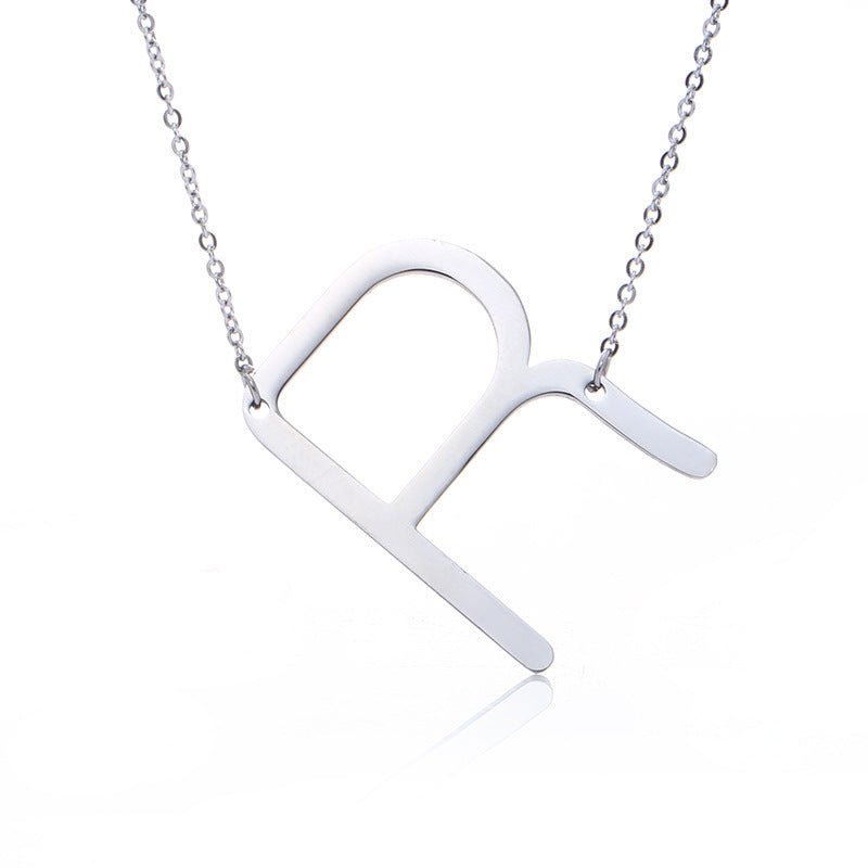 Fabulous Rose Gold Plated Stainless Steel Initial Letter Pendant Necklace