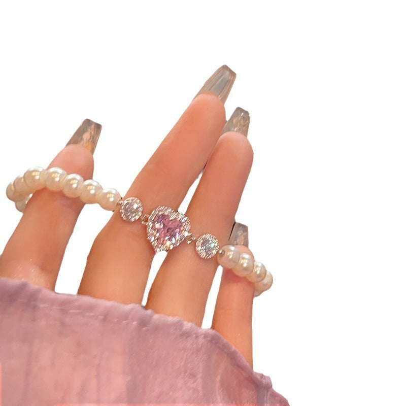 Heart-shaped Zircon Empress Heart-shaped Pearl Bracelet Fashion