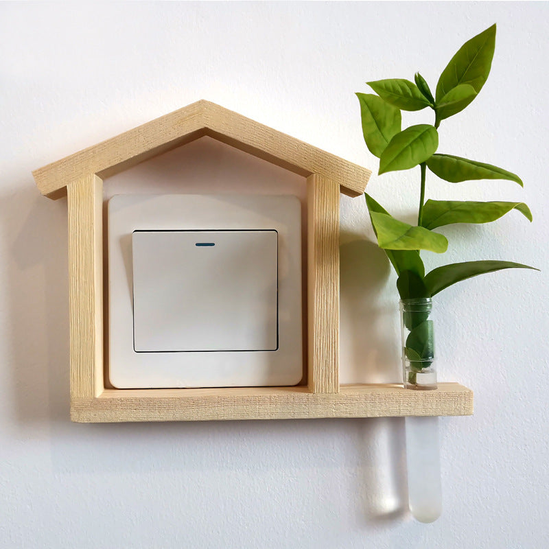 Log Hydroponic Decoration Wooden Sticker Socket Frame