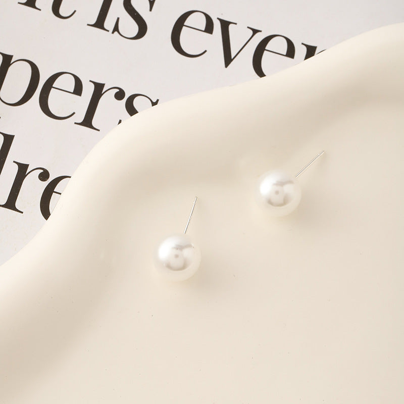 Summer Korean Simple Retro 925 Silver Needle Pearl Earrings