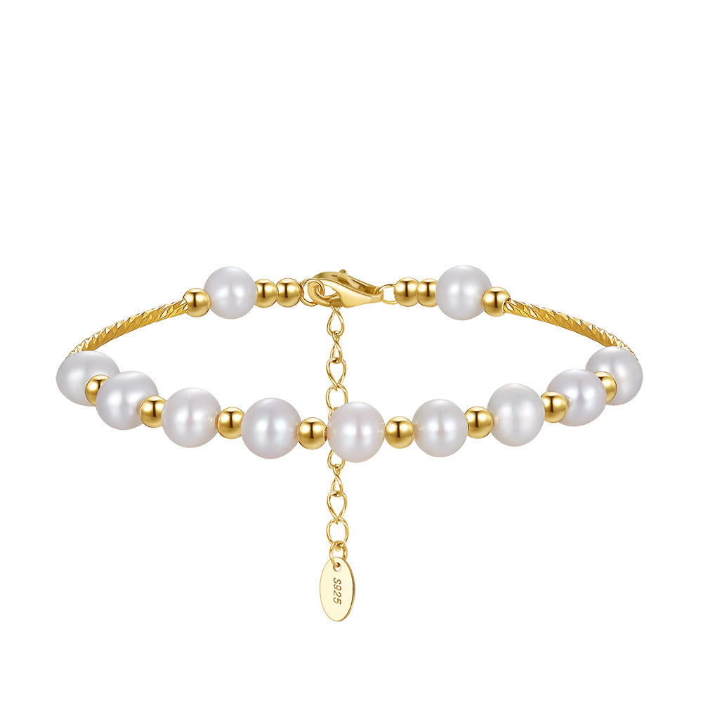 925 Sterling Silver Pearl Bracelet Female Summer Ins Special-interest Design Girlfriends Jewelry