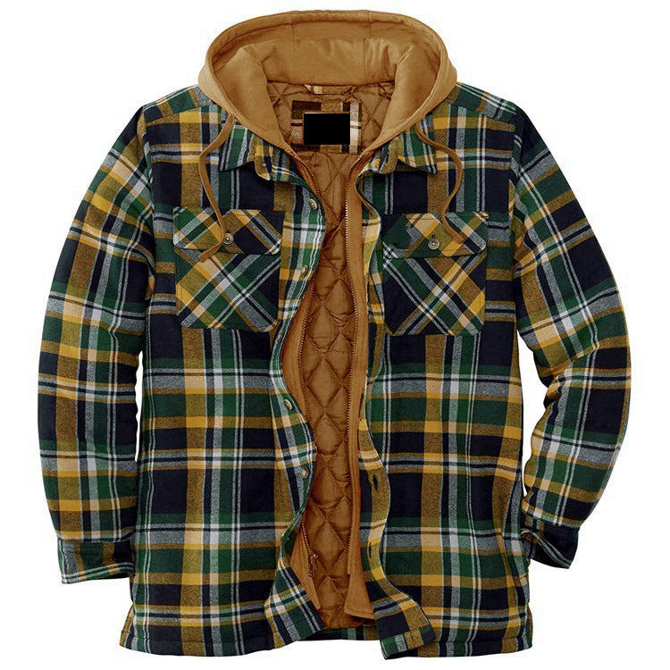 Checked Long Sleeve Hooded Jacket