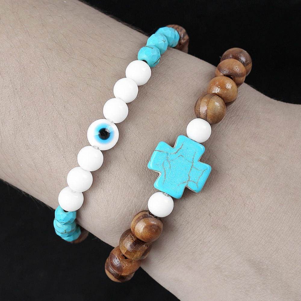 Couples Bracelet Men's Fashion Turquoise Cross Bracelet