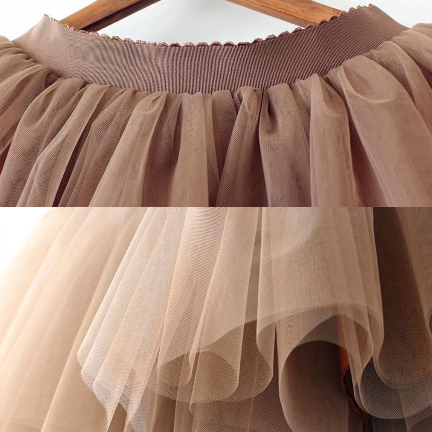 Black Tulle-Layered High-Waist A-Line Skirt, Women's Tutu Skirt Mesh Splicing Skirt Multi-layer Cake A-line Pleated Skirt Fairy Skirt