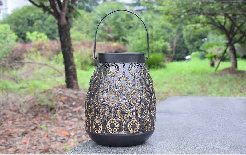 Solar Waterproof Ironwork Hollow Hanging Light