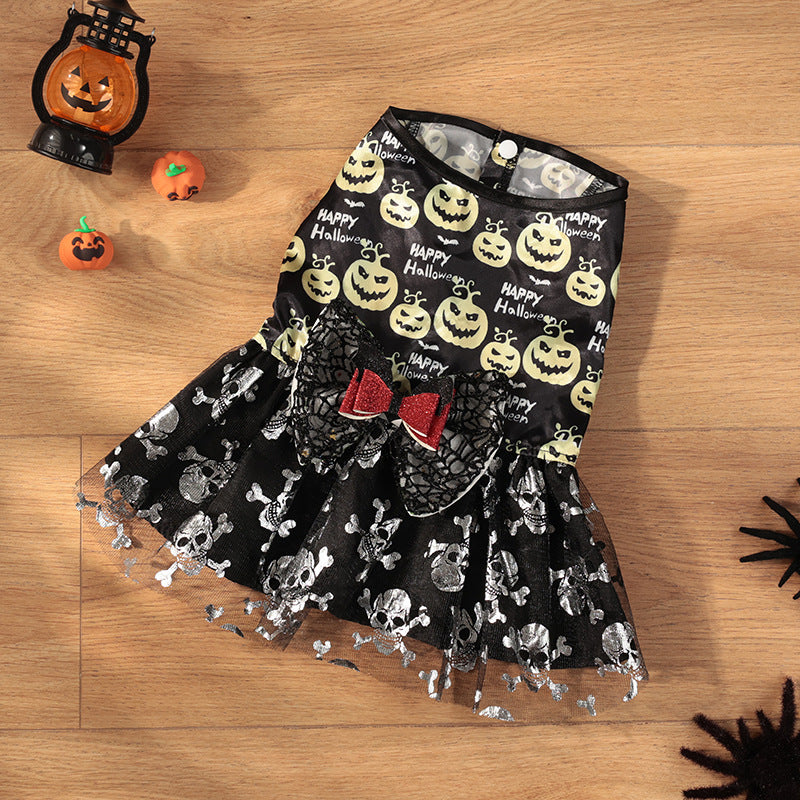 Halloween Mesh Bow Pet Skirt Creative