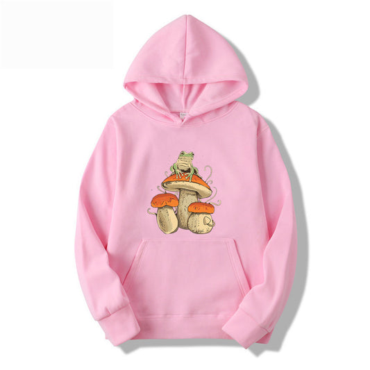 Sweatshirt Plain Letter Printed Kangaroo Pocket Drawstring Hoodie