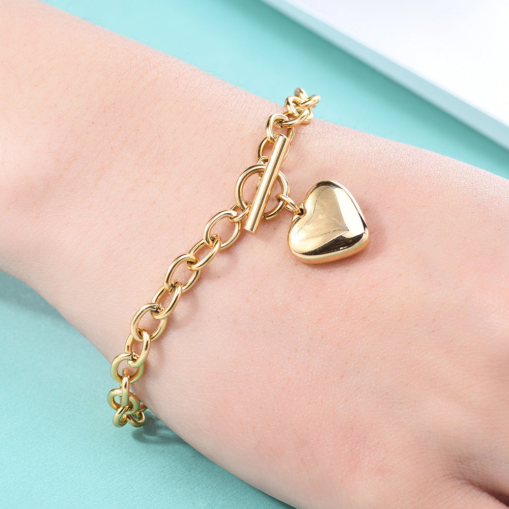 Stainless Steel OT Buckle Heart-shaped Suit Bracelet