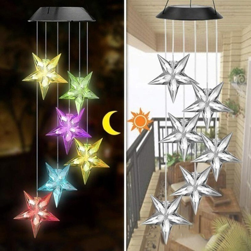 Color Changing Solar Power Wind Chime Crystal Ball Hummingbird Butterfly Waterproof Outdoor Windchime Light For Patio Yard Garde