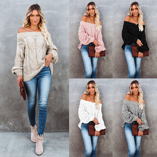 Autumn And Winter Strapless Plus Size Loose Knit Sweater