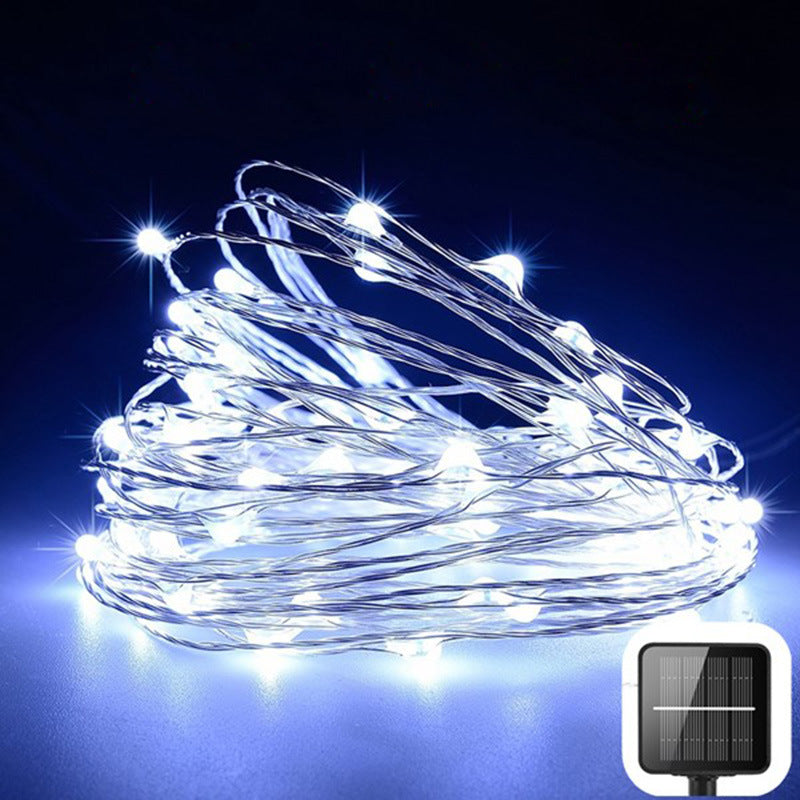 100 200led solar copper wire string light