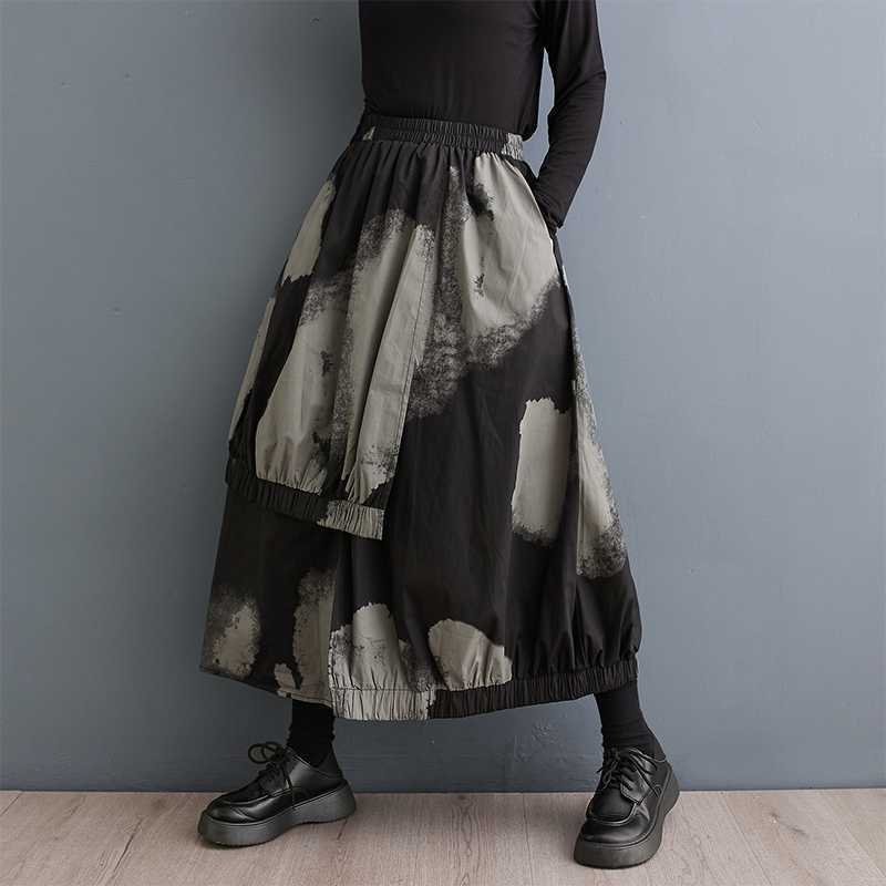 Artistic Loose Slimming Tie-dyed Printed Irregular Personality All-match Skirt