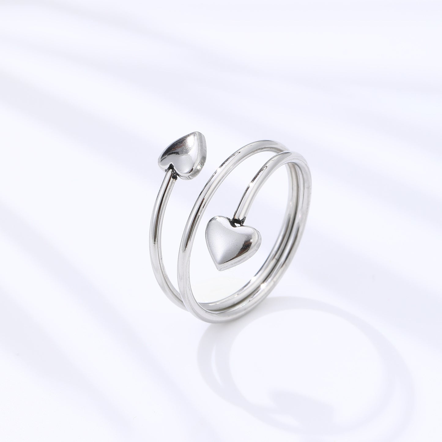 Peach Heart Stainless Steel Magnet Ring Health Anti-snoring Ring