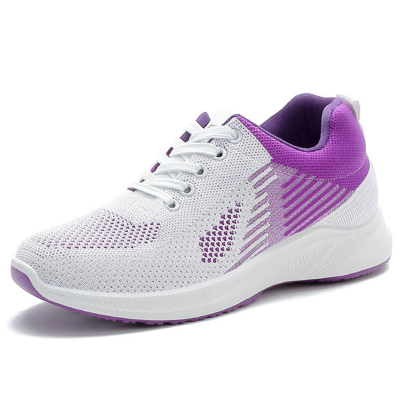 Women's Breathable Flying Woven Lace-up Fashionable Sports Shoes