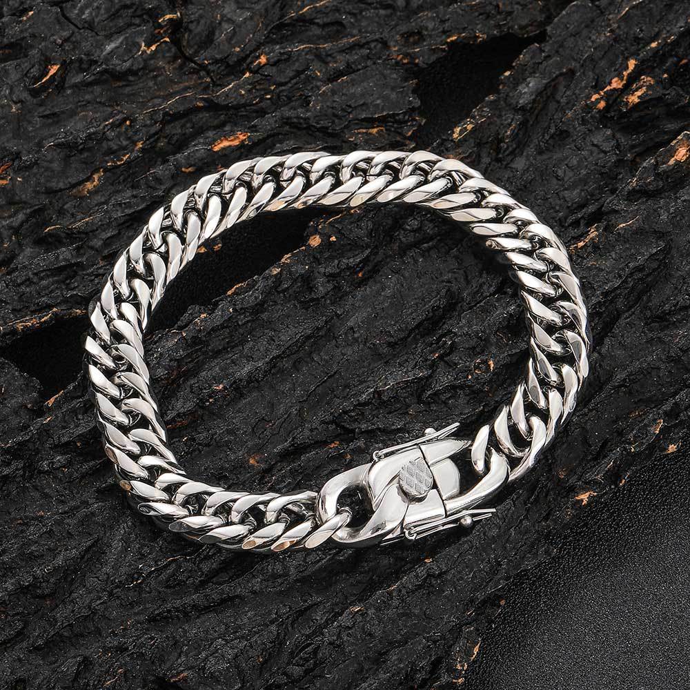 Hip Hop 7mm9mm Stainless Steel Double Woven Cuban Bracelet