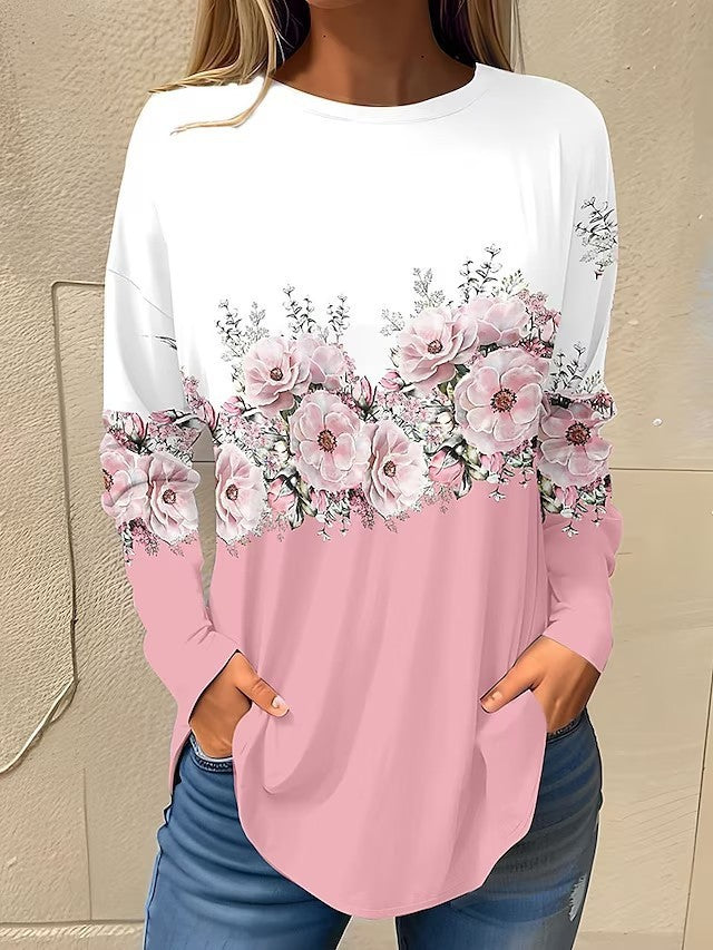 Women's Round-neck Long Sleeve Fashion Casual Plus Size