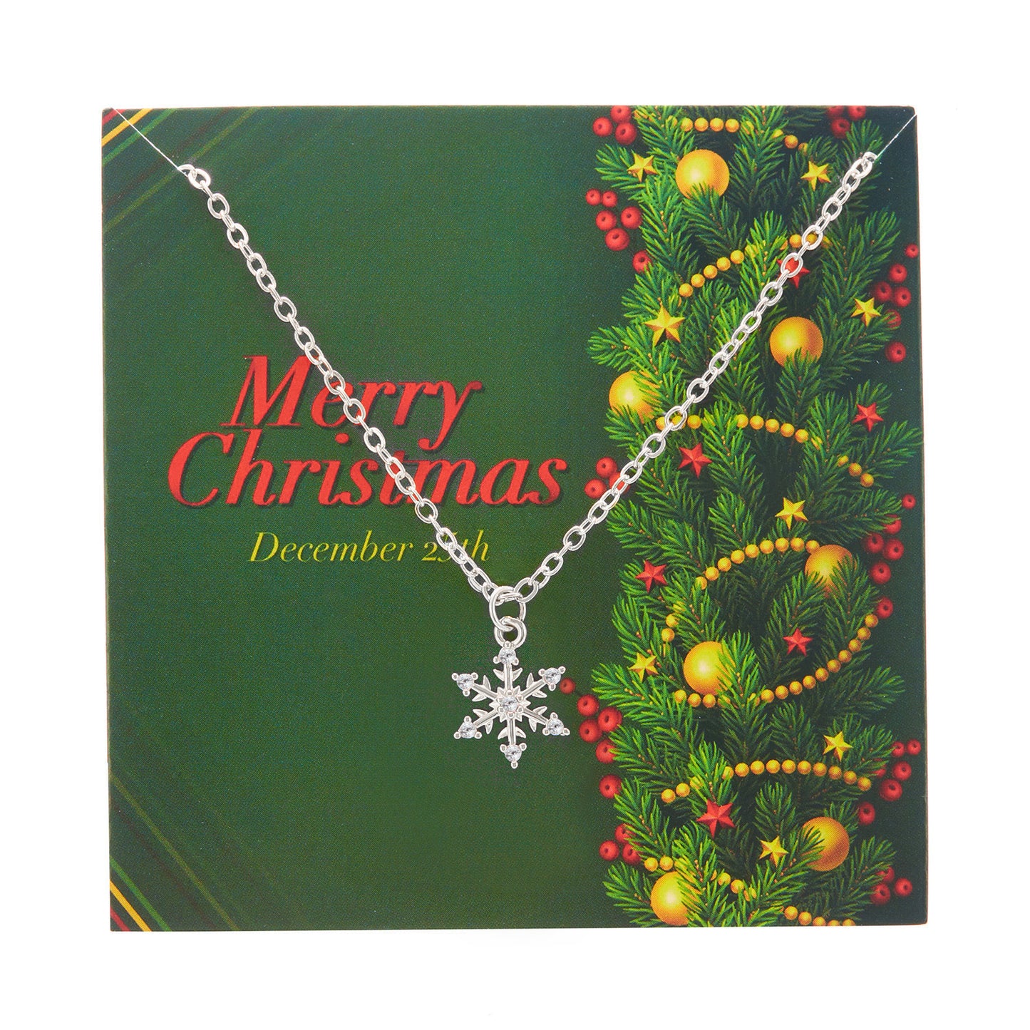 Christmas Necklace Snowflake Copper Inlaid Zirconium Paper Card Clavicle Chain