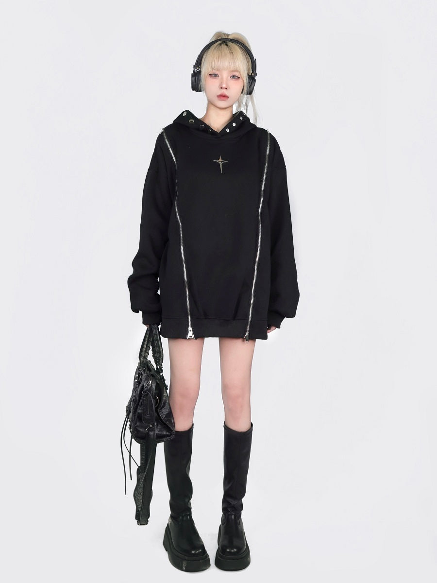 Hollow Out Shoulder-baring Hoodie Coat