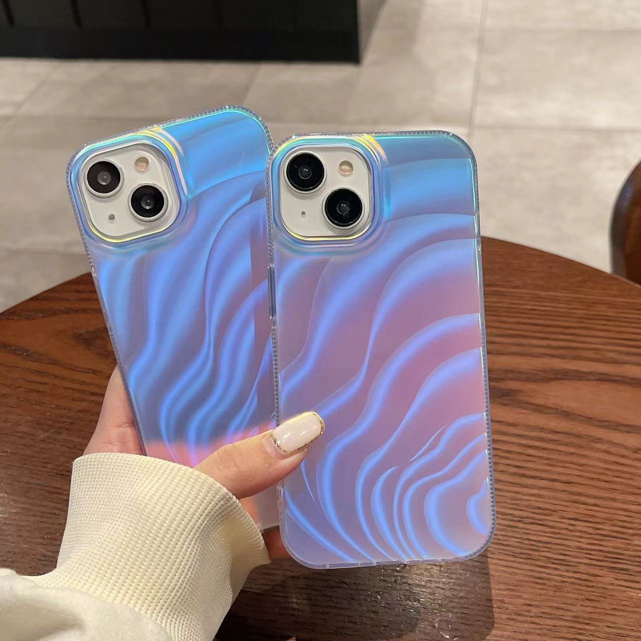 Three-dimensional Wave Laser Phone Case Aurora Discoloration