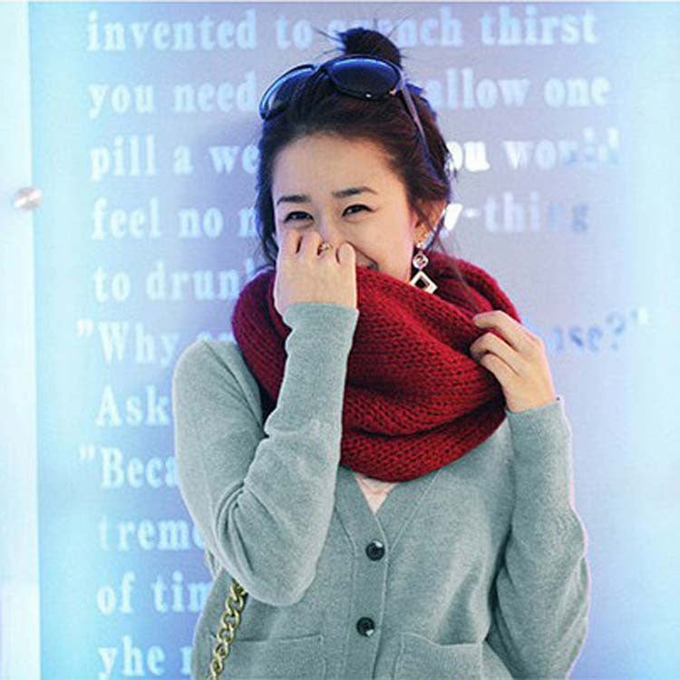 Men's And Women's Korean-style Single-ring Wool Small Scarf