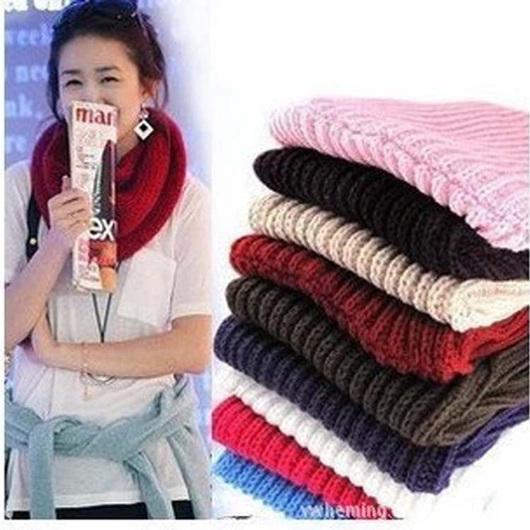 Men's And Women's Korean-style Single-ring Wool Small Scarf