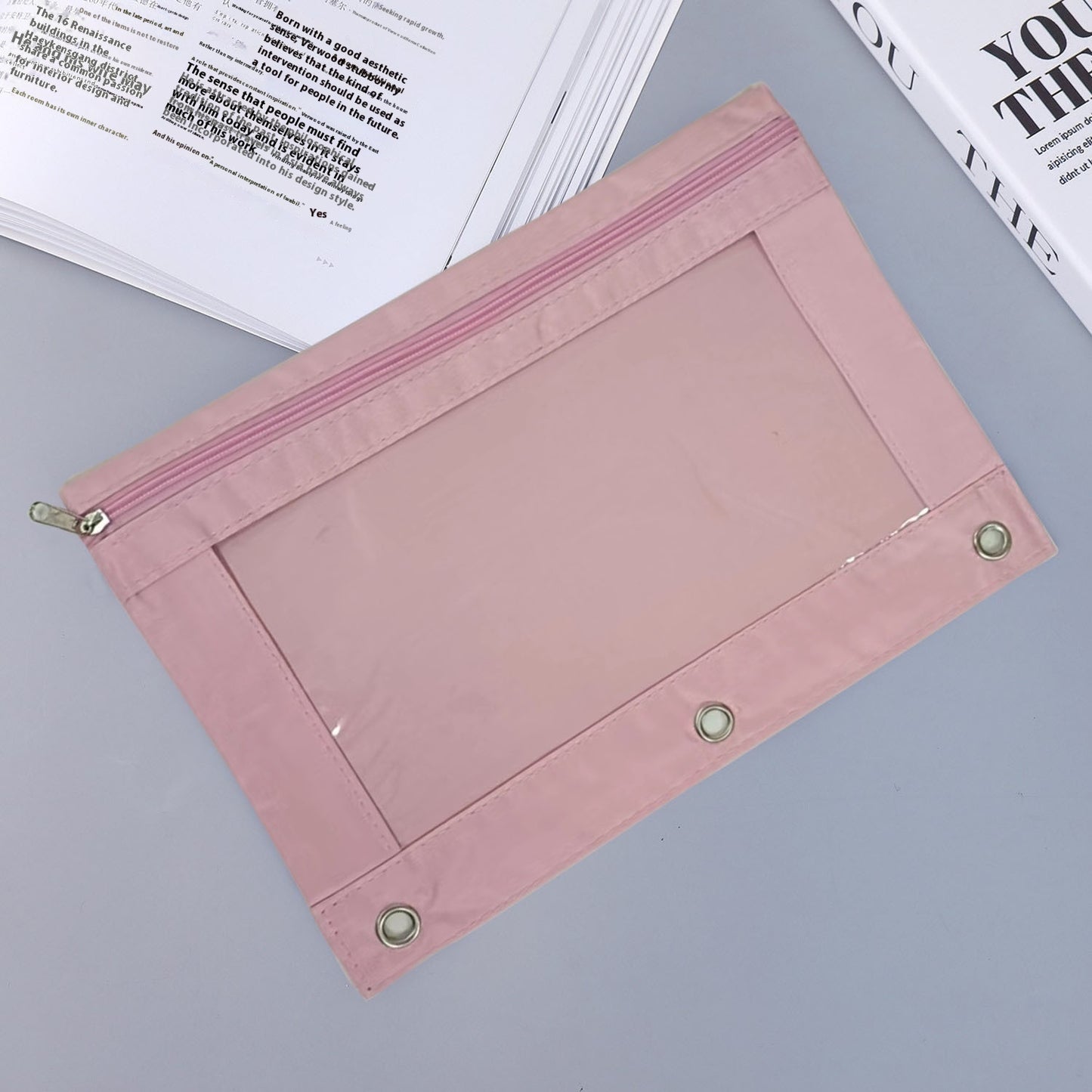 Three-hole Transparent Oxford Cloth Loose-leaf Air Hole Large Capacity Stain-resistant Stationery Case