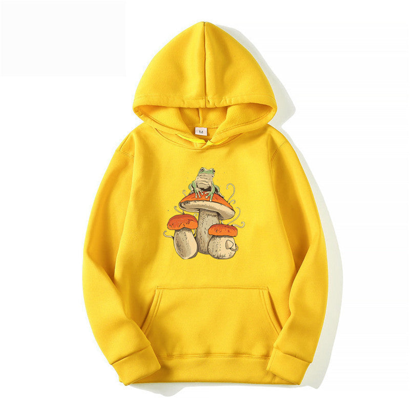 Sweatshirt Plain Letter Printed Kangaroo Pocket Drawstring Hoodie