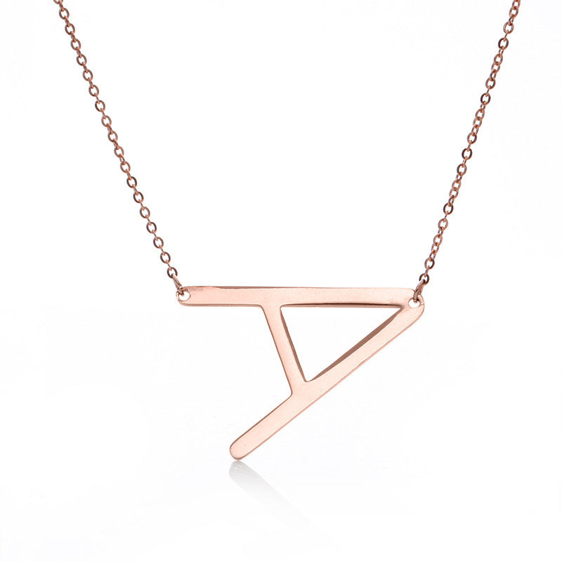 Fabulous Rose Gold Plated Stainless Steel Initial Letter Pendant Necklace