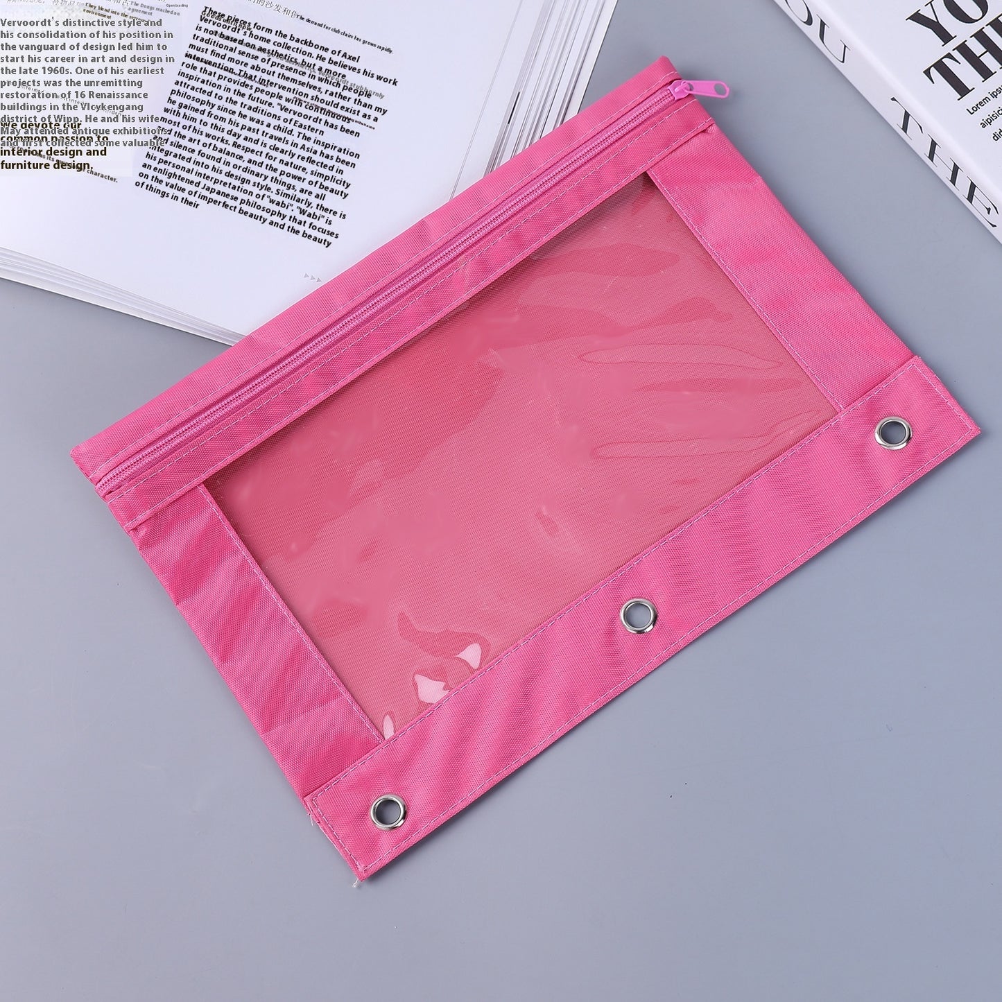 Three-hole Transparent Oxford Cloth Loose-leaf Air Hole Large Capacity Stain-resistant Stationery Case