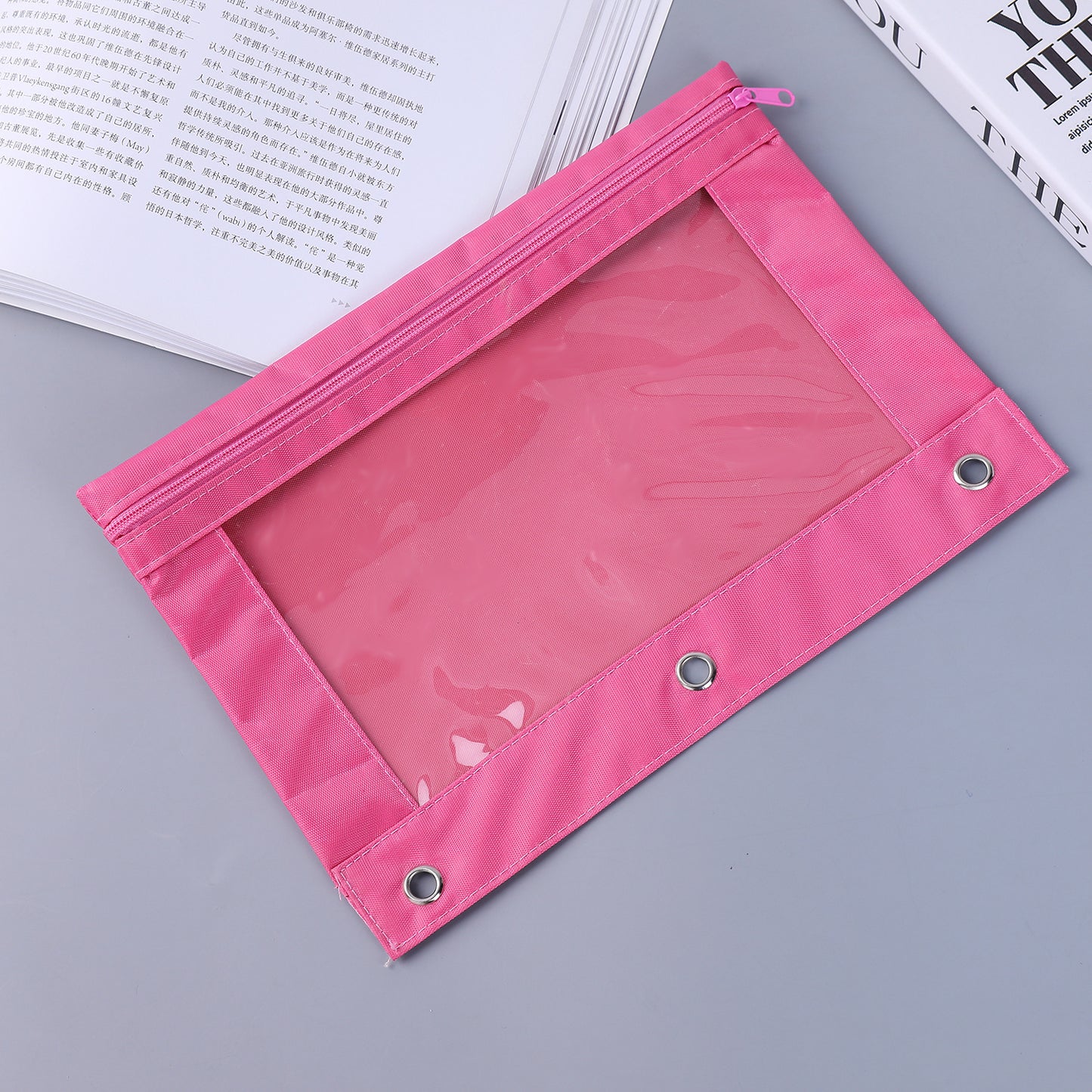 Three-hole Transparent Oxford Cloth Loose-leaf Air Hole Large Capacity Stain-resistant Stationery Case