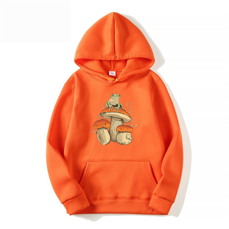 Sweatshirt Plain Letter Printed Kangaroo Pocket Drawstring Hoodie