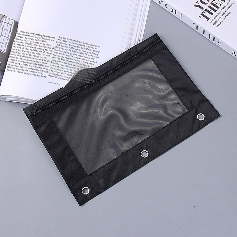 Three-hole Transparent Oxford Cloth Loose-leaf Air Hole Large Capacity Stain-resistant Stationery Case