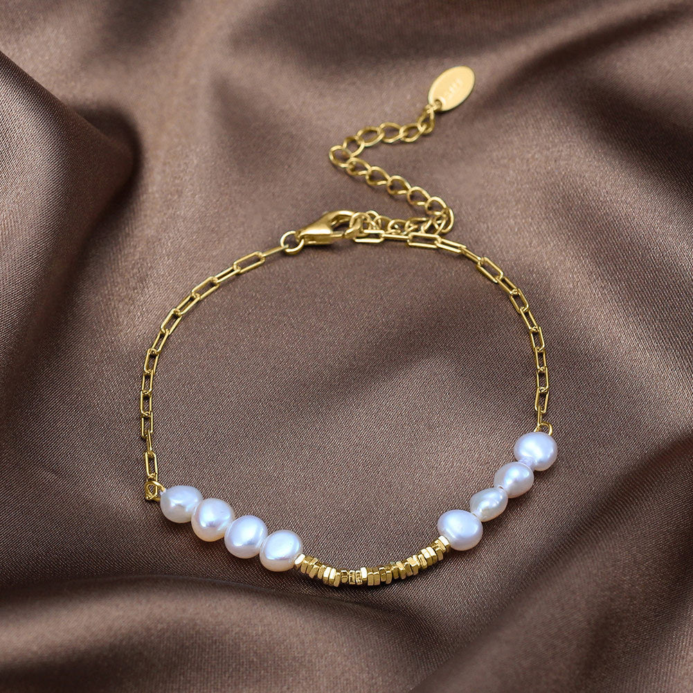 925 Sterling Silver Pearl Bracelet Female Summer Ins Special-interest Design Girlfriends Jewelry