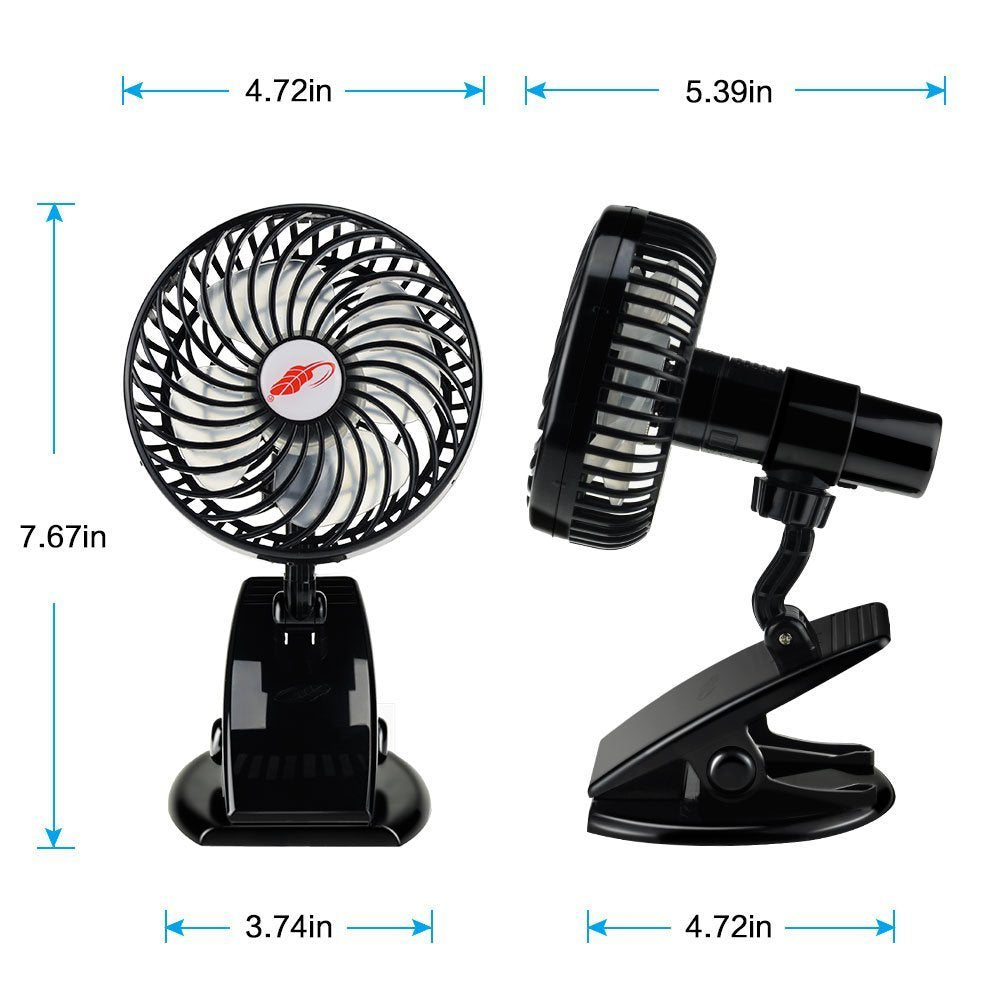 Mini Mute Clip Fan Rechargeable Silent 4 Blades Baby Stroller Fans Portable Air Cooling 3 Speeds Desk USB Fan with USB Output