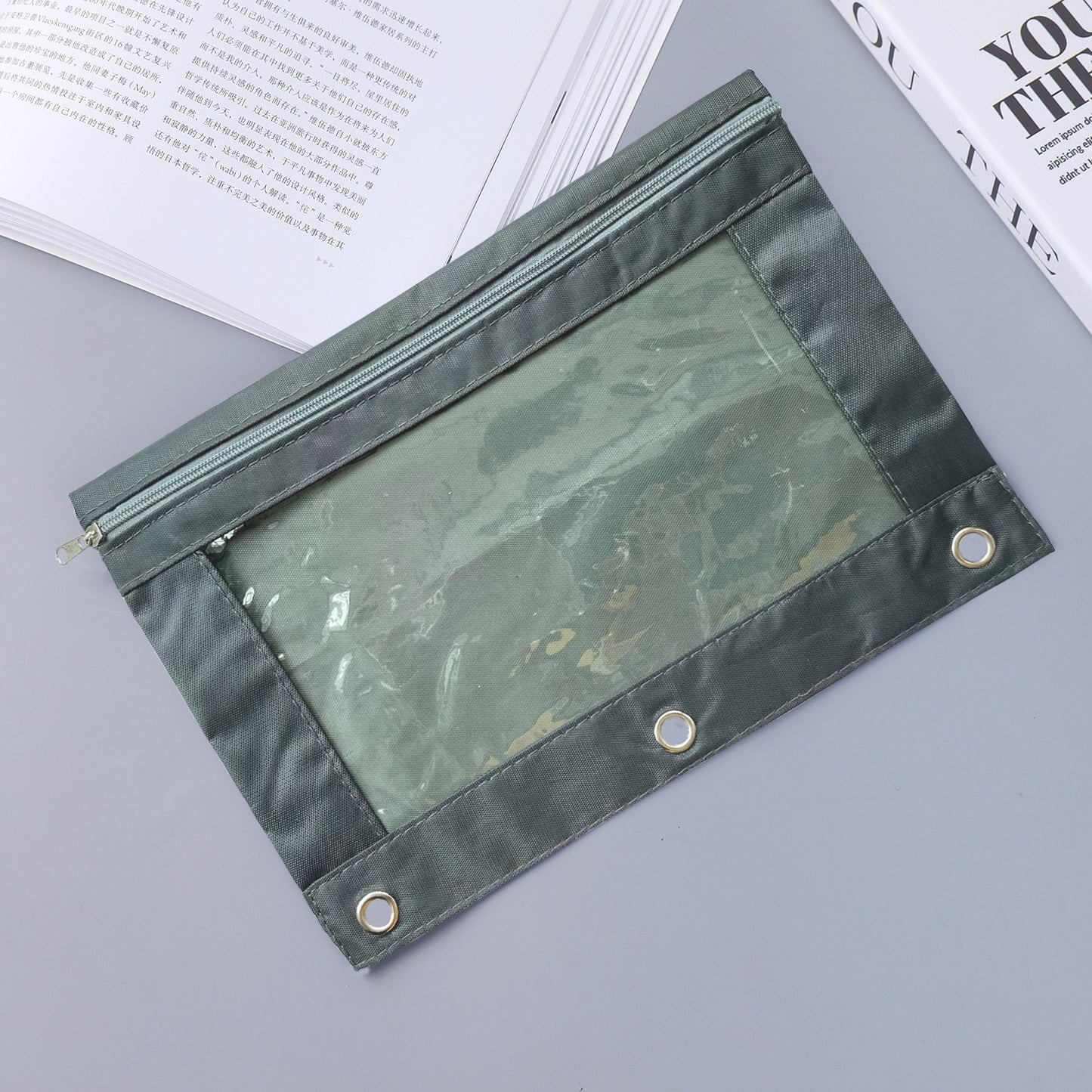 Three-hole Transparent Oxford Cloth Loose-leaf Air Hole Large Capacity Stain-resistant Stationery Case