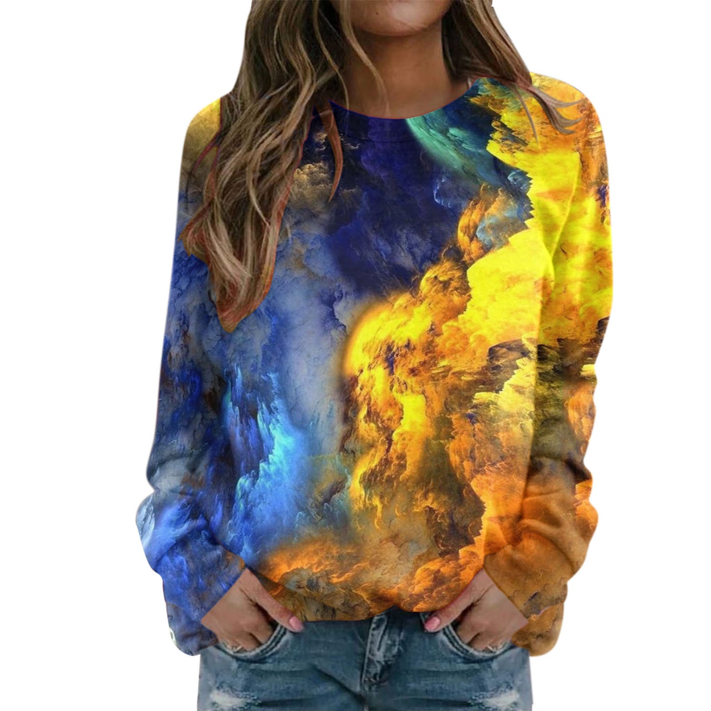 Starry Sky 3D Digital Printing Women's Round Neck Sweater