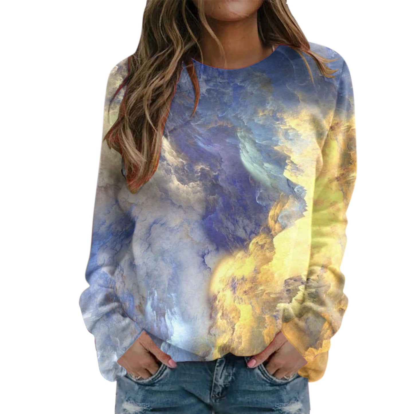 Starry Sky 3D Digital Printing Women's Round Neck Sweater