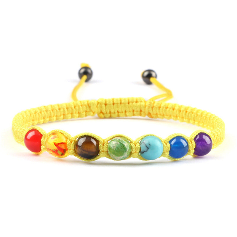 AliExpress New Cross-border Hot Selling 6MM Colorful Natural Stone Ball Bracelet Hand-woven Adjustable