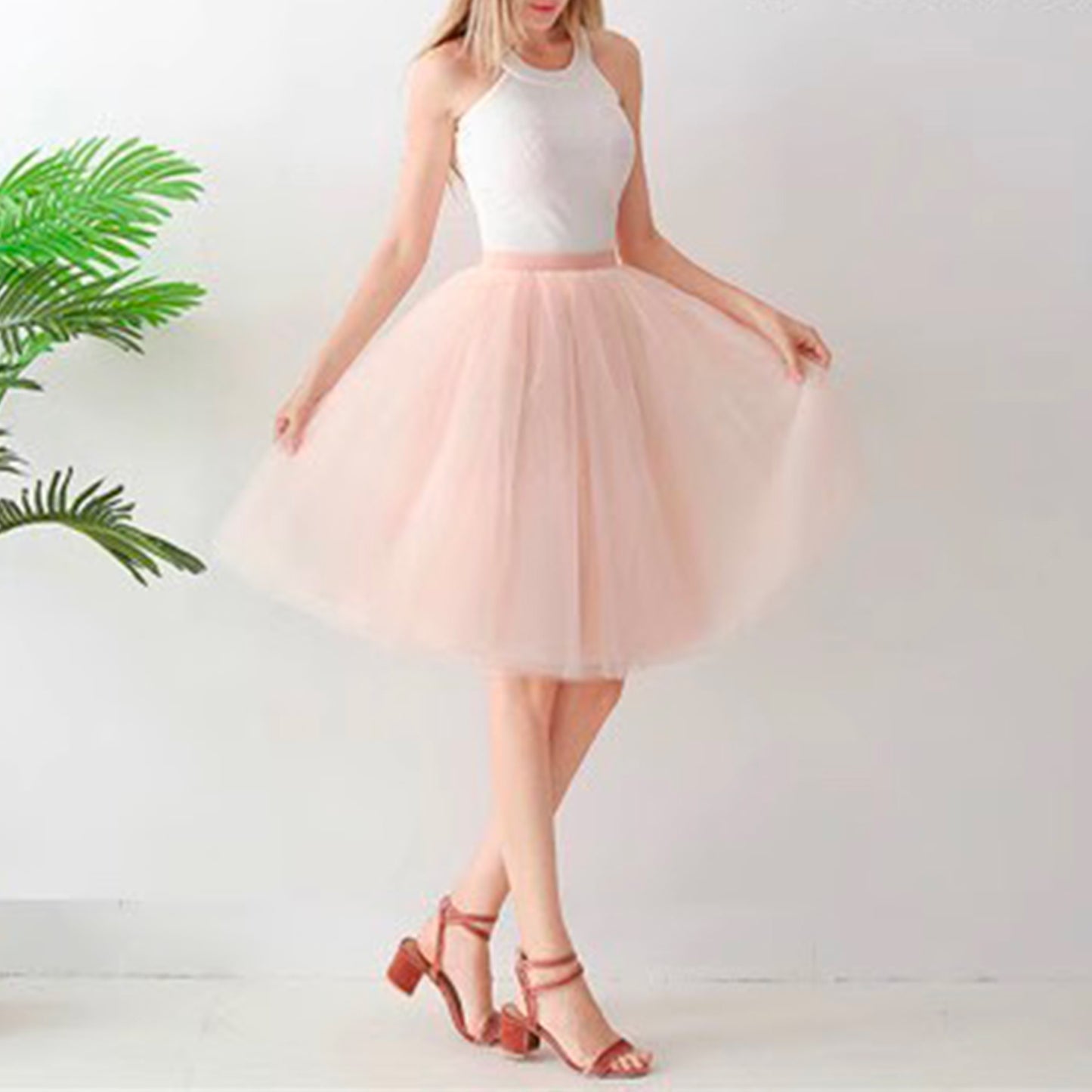 Black Tulle-Layered High-Waist A-Line Skirt, Women's Tutu Skirt Mesh Splicing Skirt Multi-layer Cake A-line Pleated Skirt Fairy Skirt