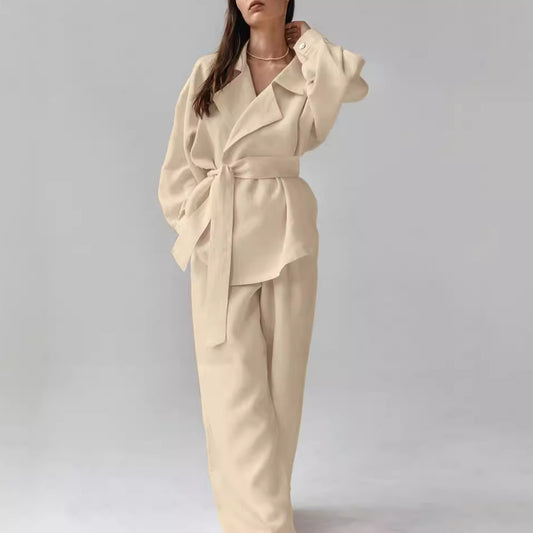 Women's Suit Collar Lace-up Suit Loose And Simple